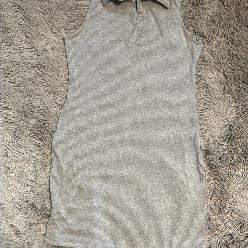 Timing Gray Fitted Ribbed Polo Style Dress - Picture 4 of 4